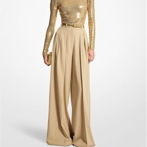MICHAEL KORS COLLECTION
Wool Serge Pleated Wide-Leg Trousers Brand New‼️